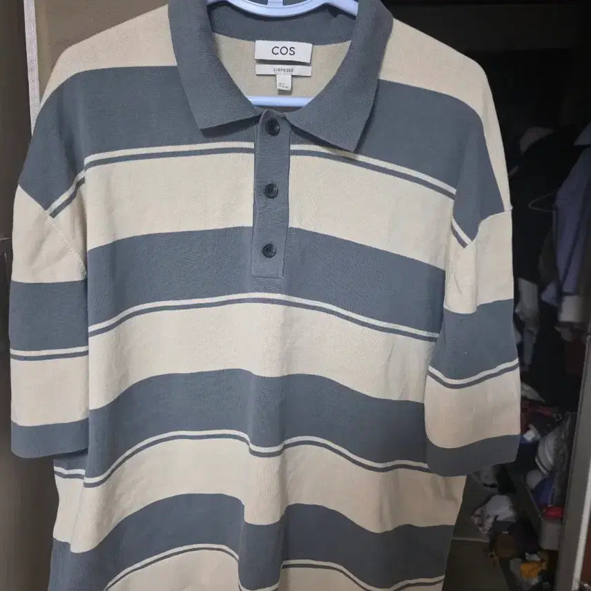 [BUNJANG] COS Cotton Blend Stripe Rugby T-Shirt / COS 코튼 블렌드 스트라이프 럭비 티셔츠