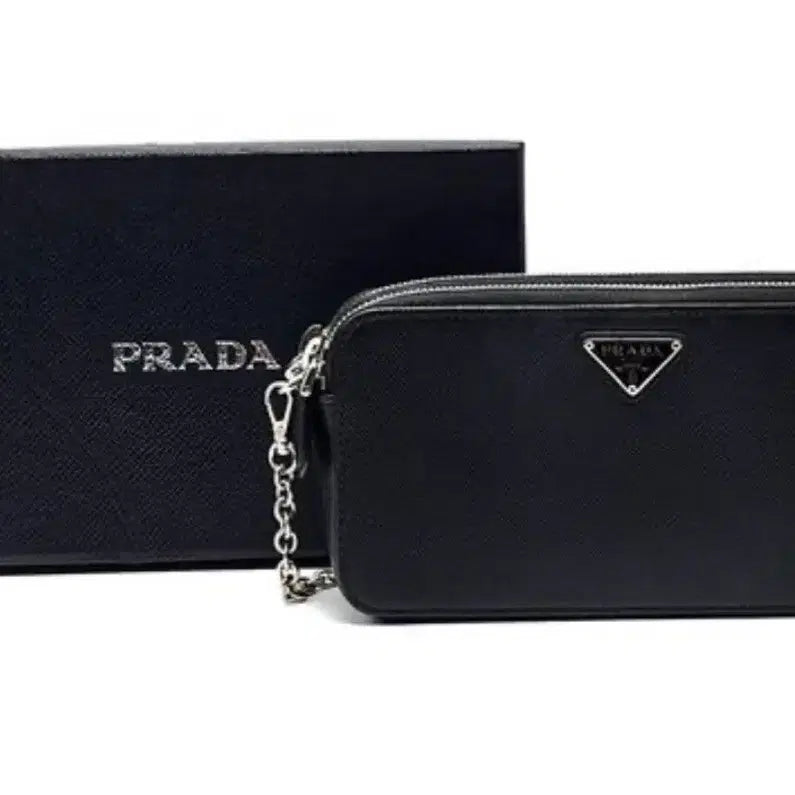 [BUNJANG] Prada Saffiano Two Zipper Double Zipper Chain Bag / 프라다 사피아노 투지퍼 더블지퍼 체인백