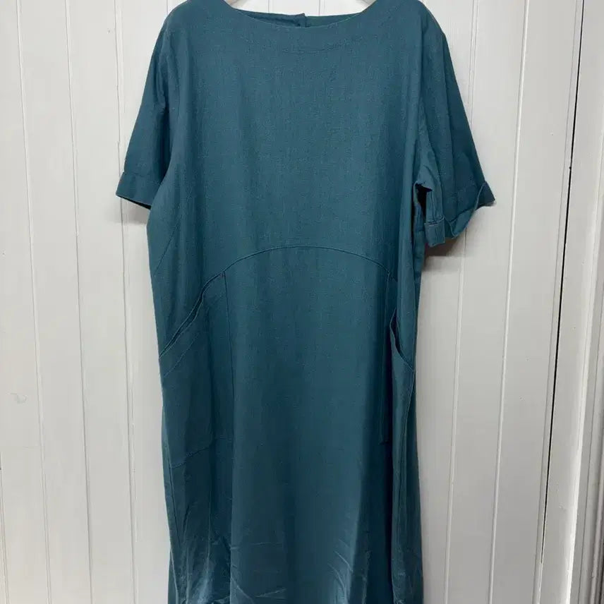 [BUNJANG] Max Studio Teal Linen Short Sleeve Dress Size 55 / 맥스스튜디오 청록색 린넨 반팔 원피스 85(55)  가