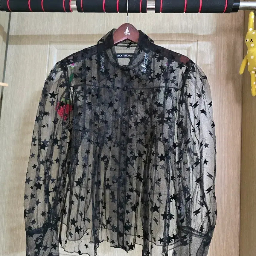 [BUNJANG] Lucky Chouette Star Pattern See-Through Blouse / 럭키슈에뜨 별 패턴 시스루 블라우스