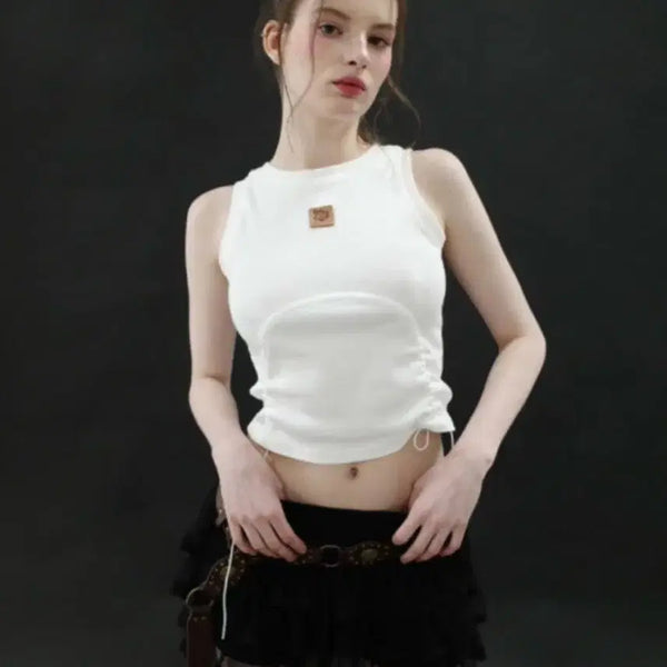 [BUNJANG] Dry Rose Tunnel Logo Sleeveless (Ivory) / 드라이로즈 터널 로고 슬리브리스 (아이보리)