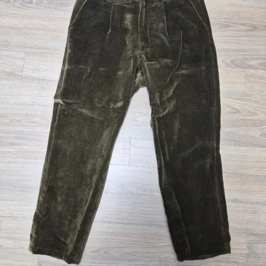 [BUNJANG] East Harbour Surplus Velvet Wide Slacks Olive / 이스트하버서플러스 벨벳 와이드 슬랙스 올리브