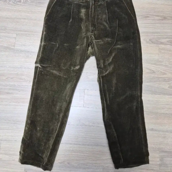 [BUNJANG] East Harbour Surplus Velvet Wide Slacks Olive / 이스트하버서플러스 벨벳 와이드 슬랙스 올리브