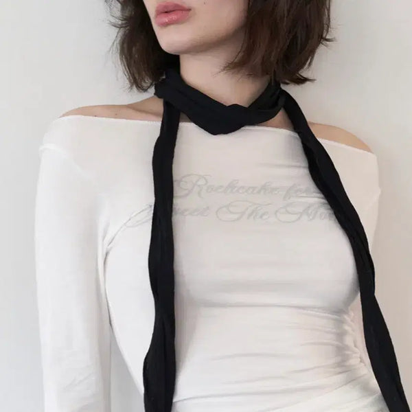 [BUNJANG] Rockcake Cursive Mesh Top - Ivory / 락케이크 Cursive Mesh Top - Ivory
