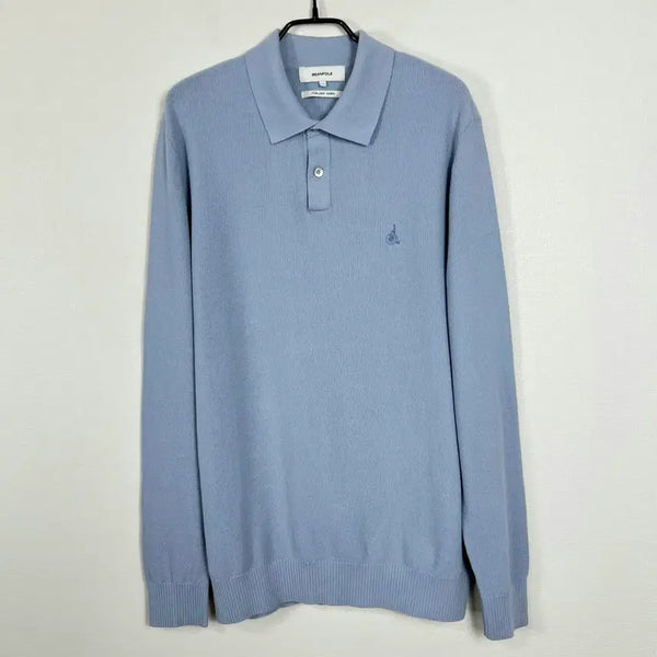 [BUNJANG] Beanpole 2024 Cotton Knit Blue (Size S) / 빈폴 2024 카라 니트 블루 남S 95 라덴 빈티지