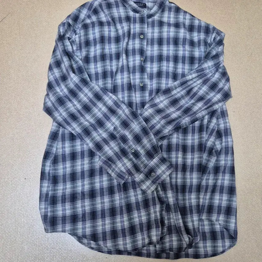 [BUNJANG] Navy Check Pattern Shirt / 체크 남방 네이비