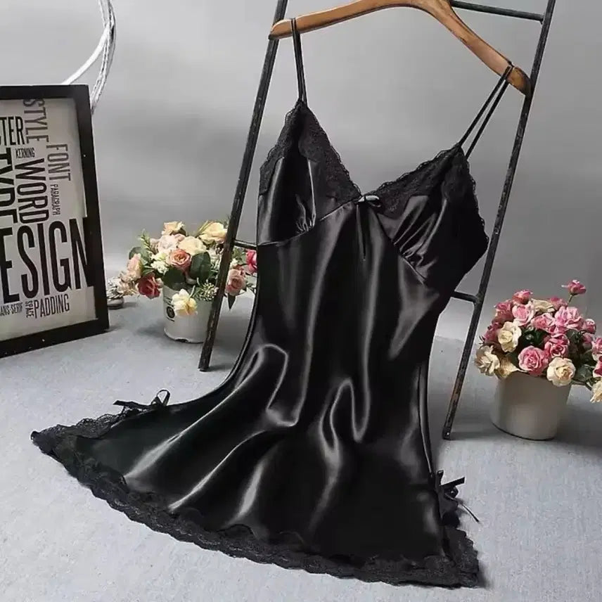 [BUNJANG] Silk Lace Slip Dress Black / 실크 레이스 슬립 블랙
