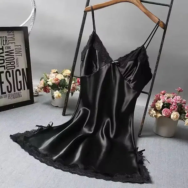 [BUNJANG] Silk Lace Slip Dress Black / 실크 레이스 슬립 블랙