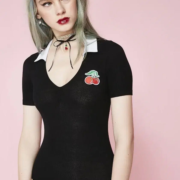 [BUNJANG] Sugar Thrillz Cherry Black Bodysuit / [해외정품]돌스킬 슈가스릴즈 Sugar Thrillz체리 블랙 바디수트