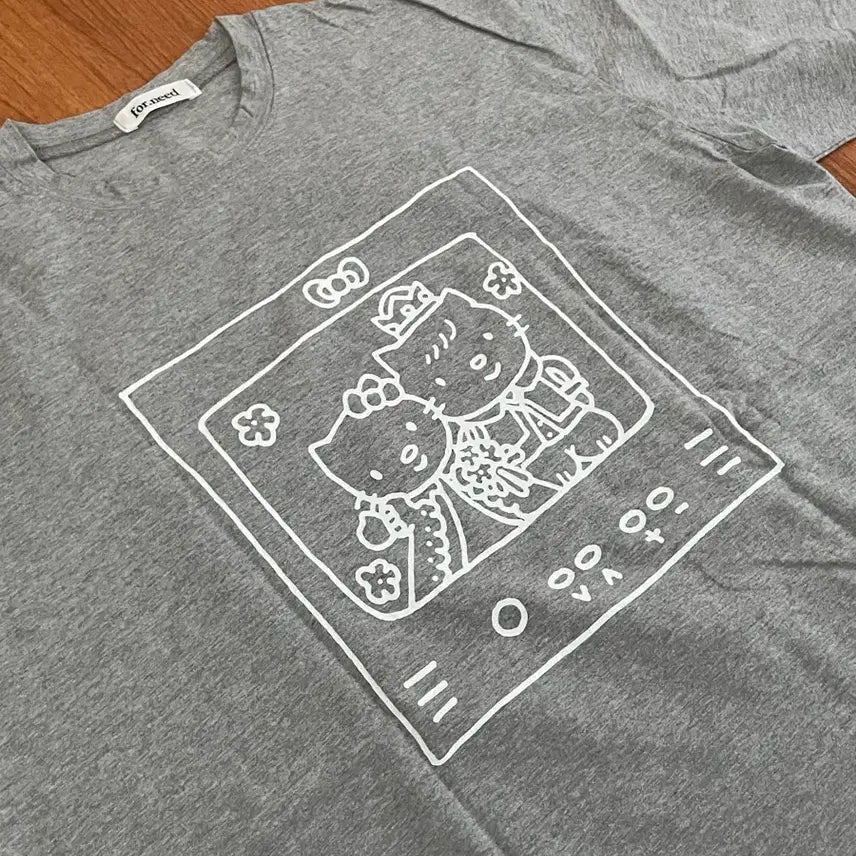 [BUNJANG] Hello Kitty & Kittyboy T-Shirt (Gray) / 키티&키티보이 반팔(회색)