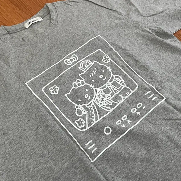 [BUNJANG] Hello Kitty & Kittyboy T-Shirt (Gray) / 키티&키티보이 반팔(회색)