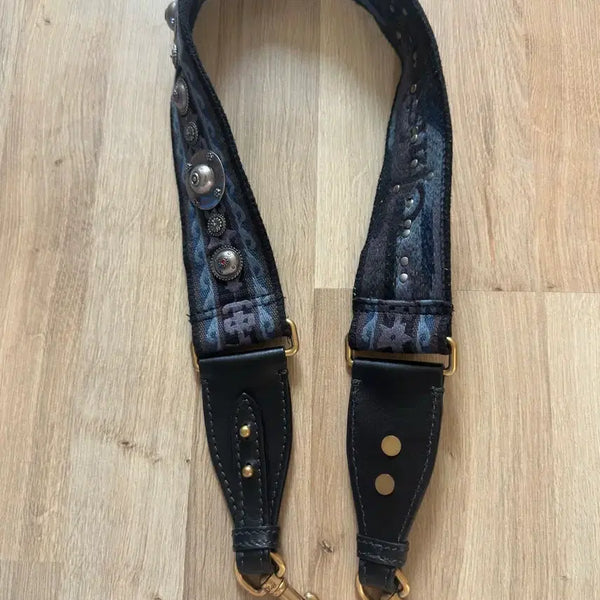 [BUNJANG] Studded Oblique Embroidered Silver-Tone Shoulder Strap / 스터드 오블리크 은장 자수 숄더 스트랩