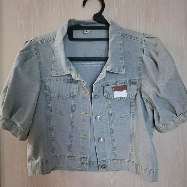 [BUNJANG] Women's Cropped Denim Jacket Short Sleeve L / 여성 크롭 청자켓 반팔 L
