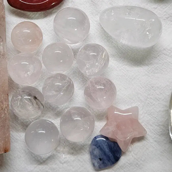 [BUNJANG] Star Rose Quartz Mini Sphere Set Natural Stone / 스타로즈쿼츠 미니 스피어 세트 모음 천연석 장미수정 원석구 힐링 연애운
