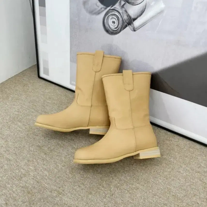 [BUNJANG] Beige Mid Boots (Size 250) / 베이지 미들 부츠 250