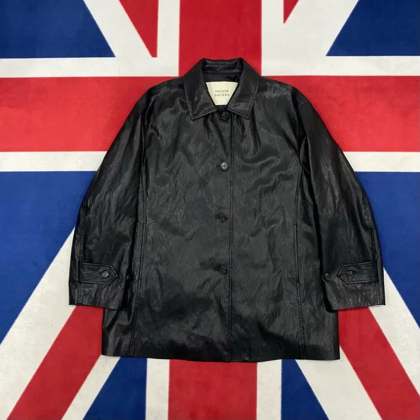 [BUNJANG] Facade Pattern Leather Half Coat Women's S / 파사드패턴 레더 하프코트 여성S