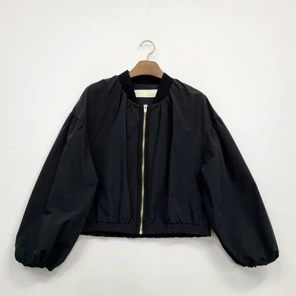 [BUNJANG] G-Cut Black Volume Sleeve Bomber Short Jacket / 지컷 블랙 볼륨 소매 봄버 숏자켓/55/앨리스/1668