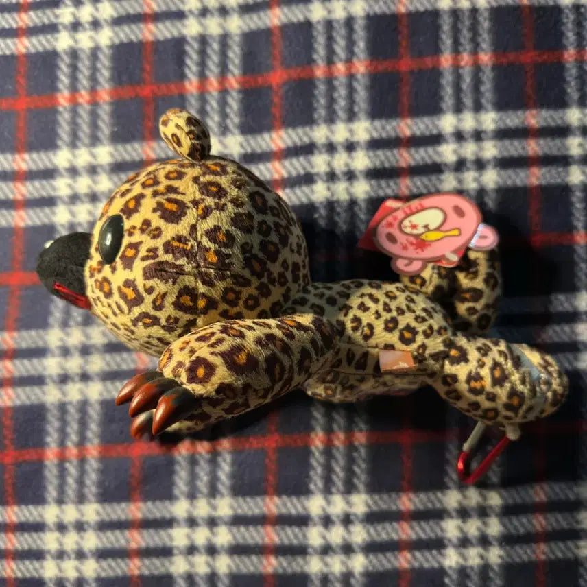 [BUNJANG] Gloomy Bear Leopard Print Card Holder Keychain / 고전 글루미베어 인형 갸루 레오파드 호피 릴패스 카드 키링