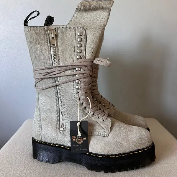 [BUNJANG] Rick Owens x Dr. Martens Karina Boots Dust Hair-on Leather Size 41 / (급처) 릭오웬스 닥터마틴 카리나 부츠 41