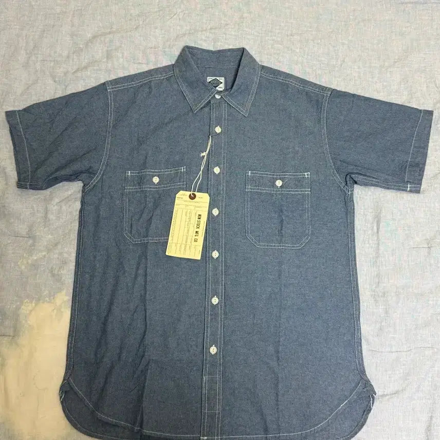 [BUNJANG] Bronson Chambray Short Sleeve Shirt Light Indigo M / 브론슨 논스탁 샴브레이 반팔 셔츠