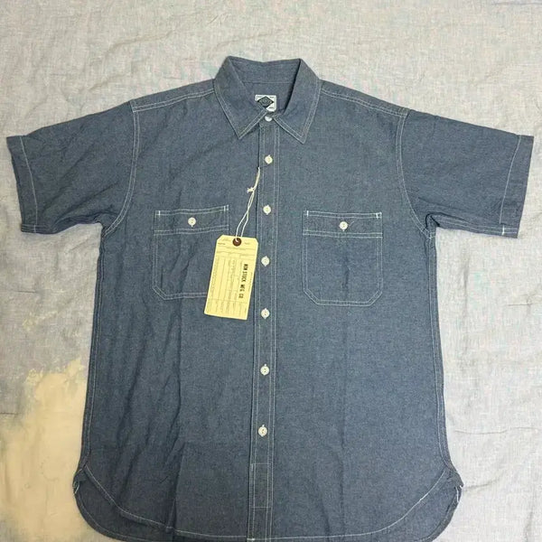 [BUNJANG] Bronson Chambray Short Sleeve Shirt Light Indigo M / 브론슨 논스탁 샴브레이 반팔 셔츠
