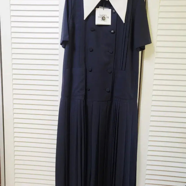 [BUNJANG] Lucky Chouette Pleated Dress Navy / 럭키슈에뜨  플리츠 원피스 (새상품)