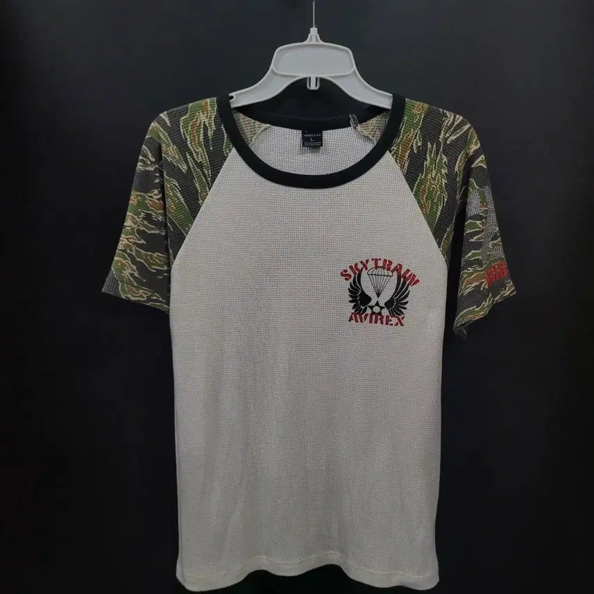 [BUNJANG] AVIREX SKYTRAIN Vintage Camo Slim Fit Short Sleeve Shirt / AVIREX SKYTRAIN 빈티지 카모 슬림핏 셔츠