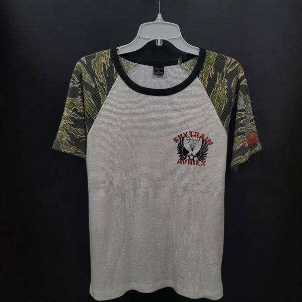 [BUNJANG] AVIREX SKYTRAIN Vintage Camo Slim Fit Short Sleeve Shirt / AVIREX SKYTRAIN 빈티지 카모 슬림핏 셔츠
