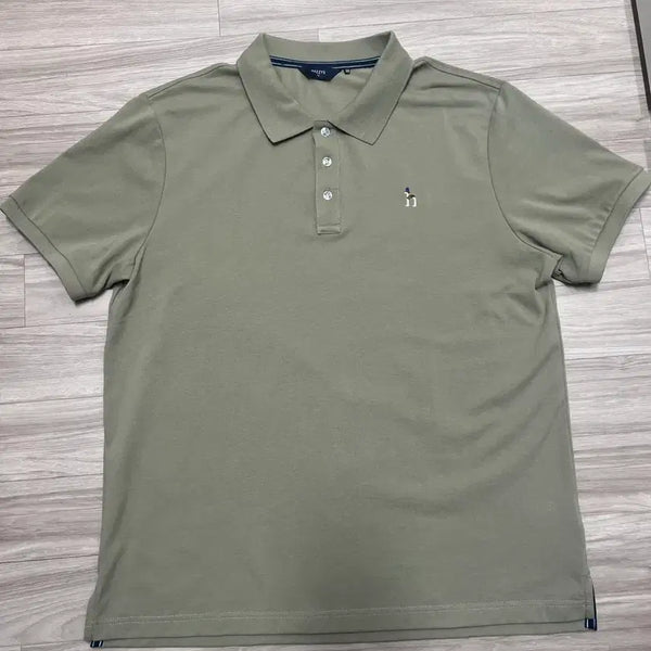 [BUNJANG] Hazzys Men's Pique Collar Short Sleeve T-Shirt Size 110 Khaki-Grey / 헤지스 피케 카라 반팔티셔츠 새상품 110