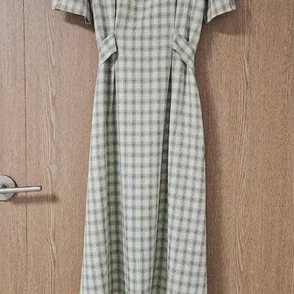 [BUNJANG] JJ Coute Square Neck Check Long Dress / JJ지코트 스퀘어넥 체크 롱 원피스