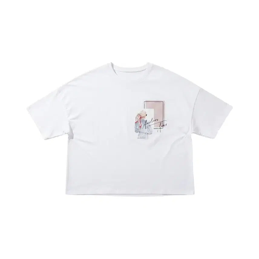 [BUNJANG] Captain Ribbon Printing Short Sleeve T-Shirt - White / 여성F/ 캡틴리본 프린팅 반팔티셔츠WH A-113