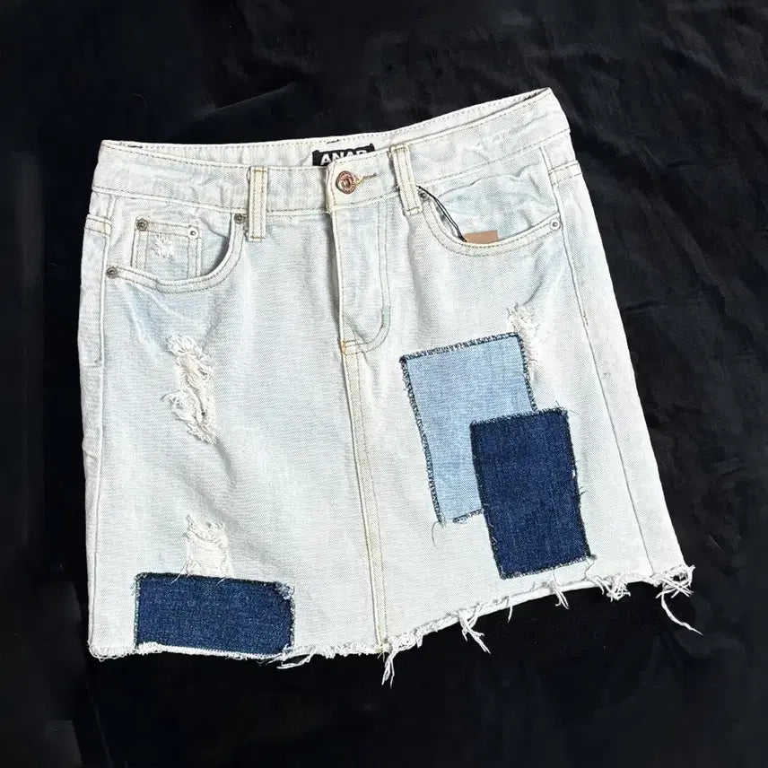 [BUNJANG] ANAP Patchwork Denim Skirt / 일본빈티지 ANAP 패치워크 데님 스커트