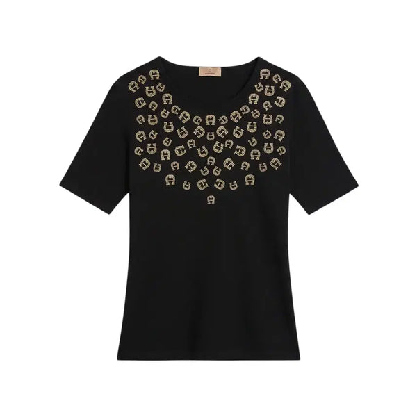 [BUNJANG] AIGNER Women's Short-Sleeve T-Shirt Size 44 Pattern / 여성 수입44사이즈/ 아이그너 징 패턴 반팔티셔츠 A-114