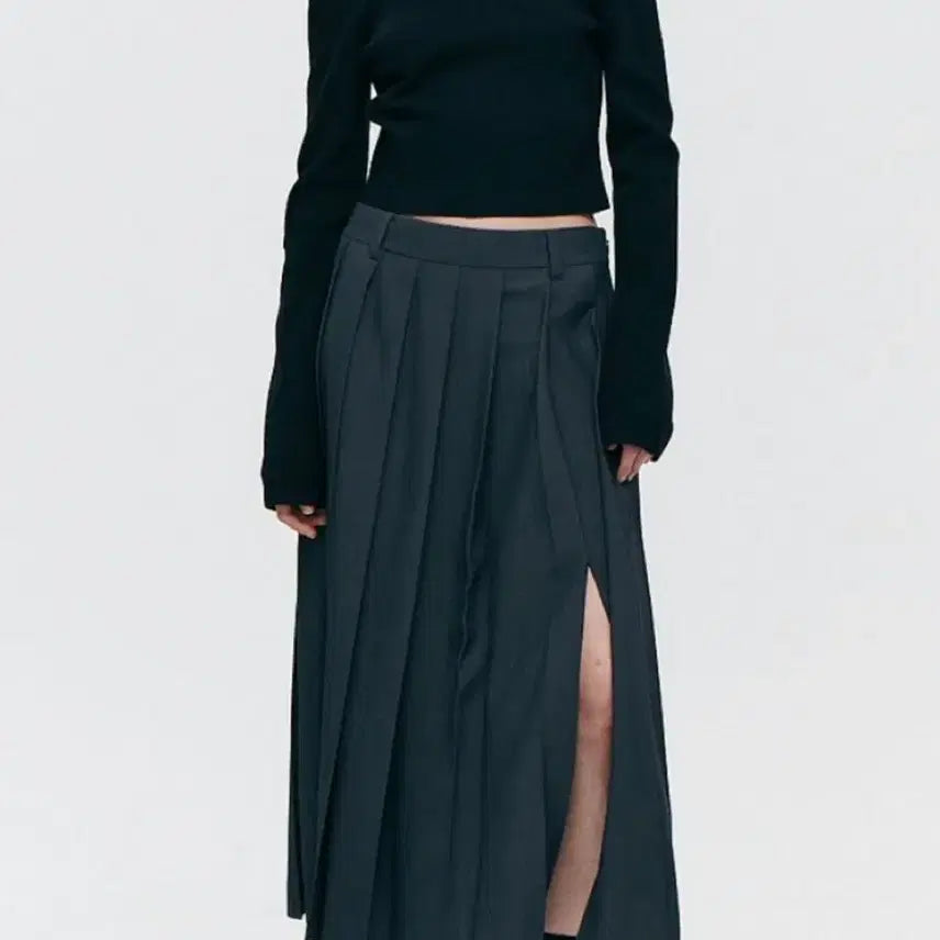 [BUNJANG] Bplement Ingwha Pick Long Pleated Skirt Charcoal M / 브플먼트 - 잉화 Pick 롱 플리츠 스커트 (차콜M사이즈)