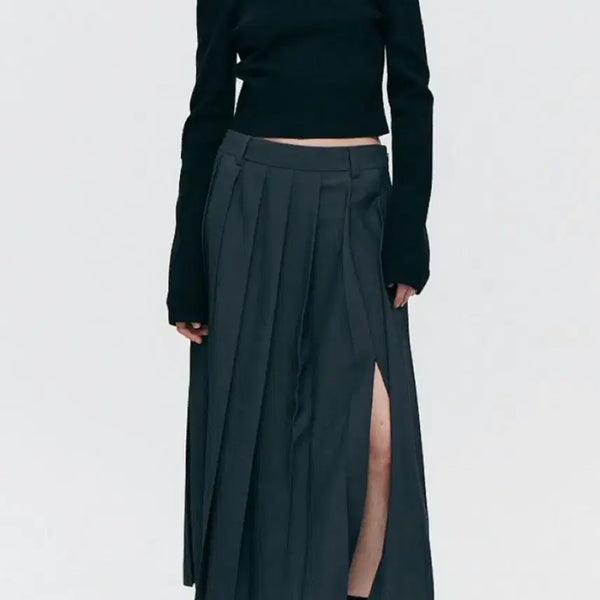 [BUNJANG] Bplement Ingwha Pick Long Pleated Skirt Charcoal M / 브플먼트 - 잉화 Pick 롱 플리츠 스커트 (차콜M사이즈)