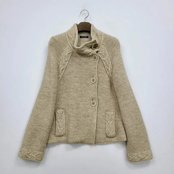 [BUNJANG] Saint James Women's Beige Knit Cardigan (Size S) / 세인트제임스 여성 터틀넥 니트 가디건 베이지/S/앨리스/1674