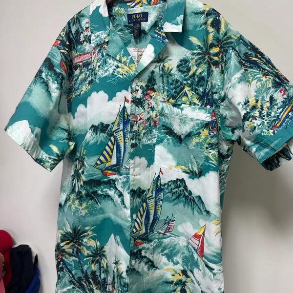 [BUNJANG] Polo Ralph Lauren Hawaiian Camp Shirt Green Sample M / 폴로 랄프로렌  하와이안 캠프 셔츠 그린 샘플제품 M