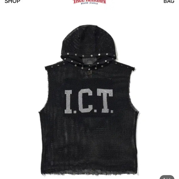 [BUNJANG] True Religion x I.C.T. Sleeveless Hoodie Black / 트루릴리젼xi.c.t 망사 민소매 후드티 블랙