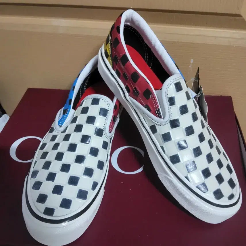 [BUNJANG] Vans Anaheim Factory Slip-On Leather Checkerboard / 반스 vans 애너하임 팩토리 슬립온 레더 가죽 체커보드 새상품 260