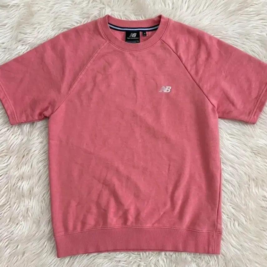 [BUNJANG] New Balance Pink Short Sleeve Sweatshirt / (주말특가)뉴발란스 반팔 맨투맨 핑크 90