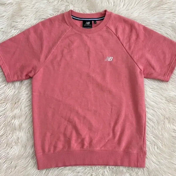 [BUNJANG] New Balance Pink Short Sleeve Sweatshirt / (주말특가)뉴발란스 반팔 맨투맨 핑크 90