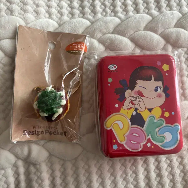 [BUNJANG] Osaka Takoyaki Keychain & Peko-chan Tin Case Set / 오사카 타코야끼 키링+페코짱 틴케이스