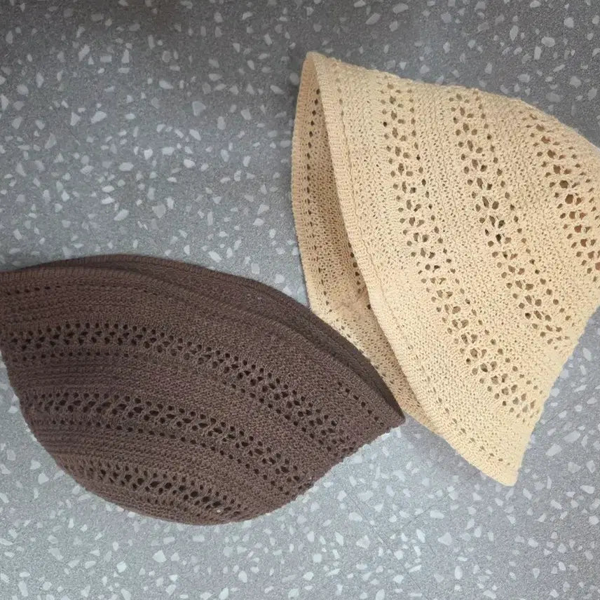 [BUNJANG] Knit Crochet Bucket Hat with Wire / 뜨개 니트모자 여름 펀칭 버킷햇 와이어 벙거지 휴양지모자