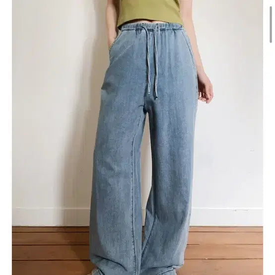 [BUNJANG] Nisum Light Wash Summer Denim Wide Pants (Free Size) / 니썸 연청 여름데님 와이드 팬츠 프리사이즈
