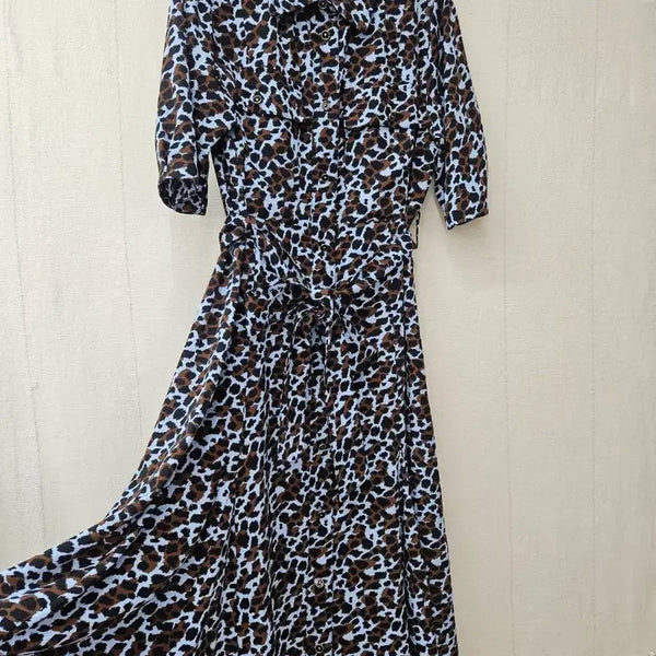 [BUNJANG] Karl Lagerfeld Leopard Print Long Shirt Dress Size 55 / 칼라거펠트  레오파드 롱셔츠원피스 55