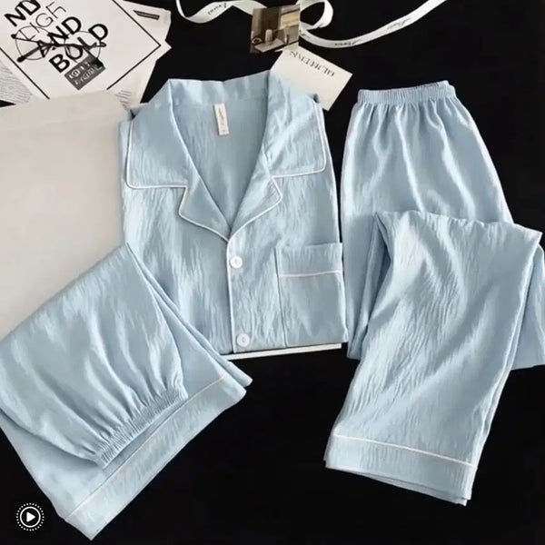 [BUNJANG] Pastel Blue 3-Piece Pajama Set / 파스텔 블루 파자마 3종세트
