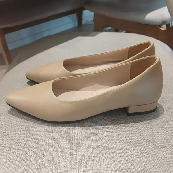 [BUNJANG] Beige Pointed Toe Flat Shoes / 베이지색 뾰족코 플랫 슈즈 [240]