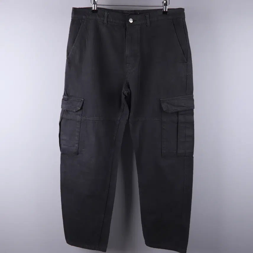 [BUNJANG] Zara Washed Cotton Cargo Pants Charcoal Black (Size 32) / 자라 워싱 코튼 카고 팬츠 바지 차콜 블랙 (32) 5021