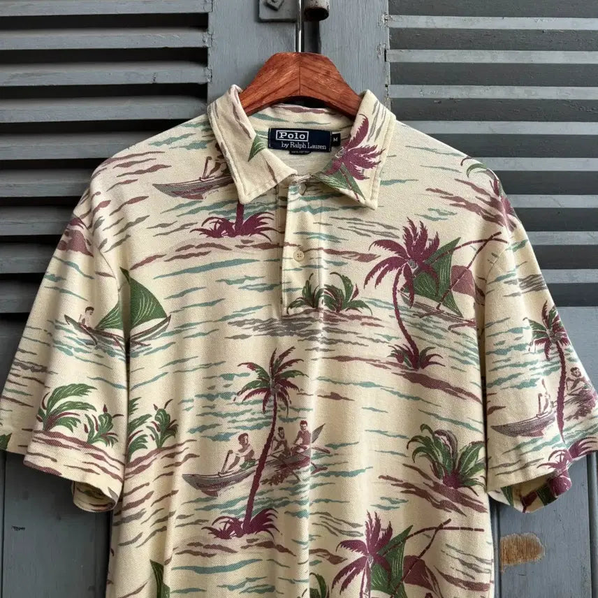 [BUNJANG] Polo Ralph Lauren 90s Palm Beach Pattern PK T-Shirt / [M]90's 폴로 랄프로렌 USA 팜 비치 패턴 PK 티셔츠