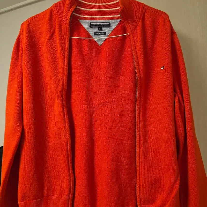 [BUNJANG] Tommy Hilfiger Zip-Up Knit Orange / 타미힐피거 집업 니트 오렌지